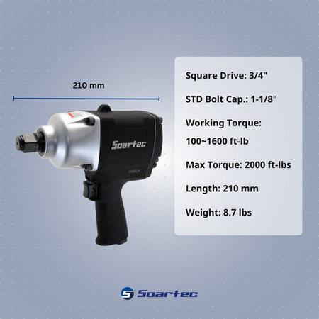 Air Impact Wrench 3/4" Twin Hammer 2000 ft-lb | WS-2076 - Soartec® Industrial Tools