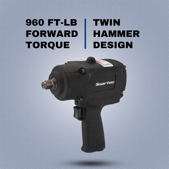 Air Impact Wrench 1/2" Twin Hammer 960ft-lb | WS-208 - Soartec® Industrial Tools