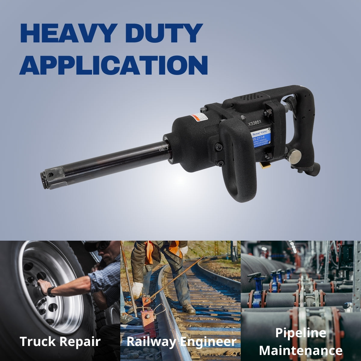 D-Handle Air Impact Wrench 1" Twin Hammer Clutch 2600 ft-lb | WS-211T-6 - Soartec® Industrial Tools