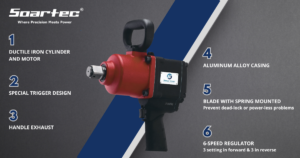 D-Handle Air Impact Wrench 1" Twin Hammer | Soartec, a premier power tool manufacturer based in Taiwan.