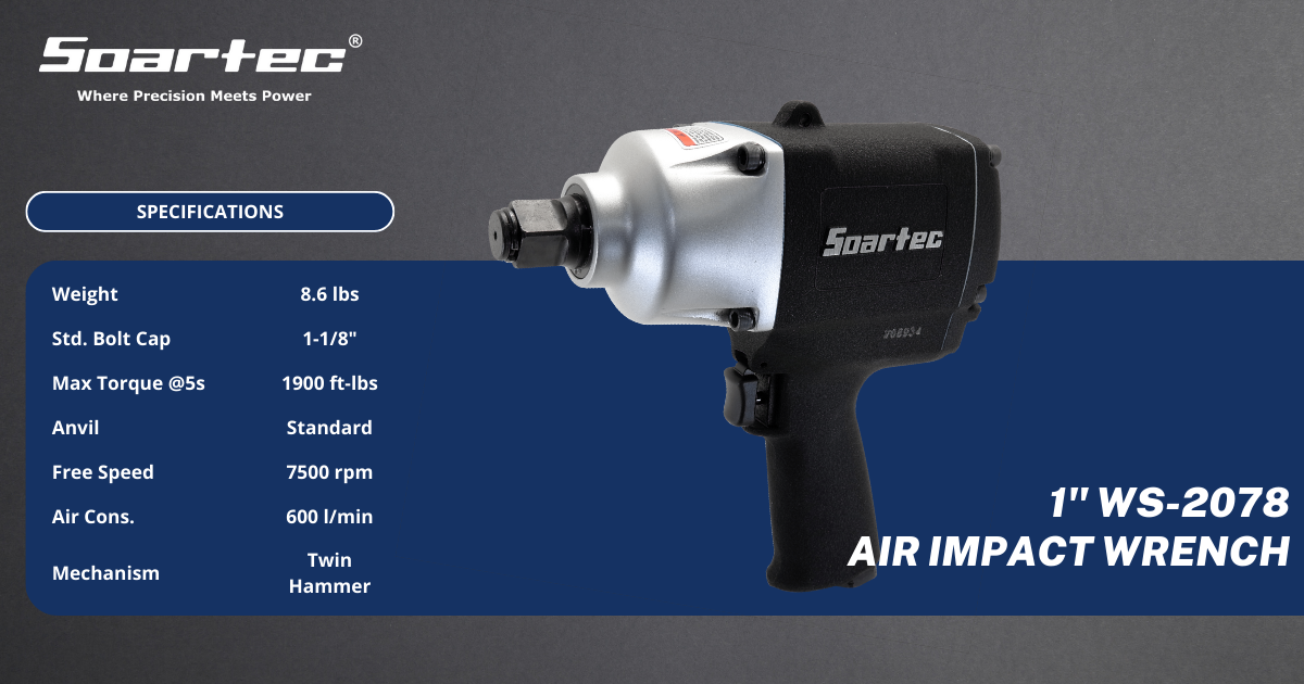 Soartec 1″ WS-2078 Series Air Impact Wrench