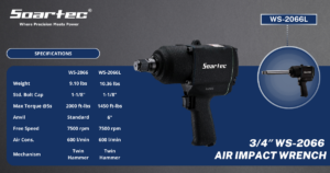 Air Impact Wrench 3/4" Twin Hammer | Soartec, a premier power tool manufacturer based in Taiwan.