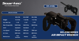 D-Handle Air Impact Wrench 1" Twin Hammer&Pin Less | Soartec, a premier power tool manufacturer based in Taiwan.