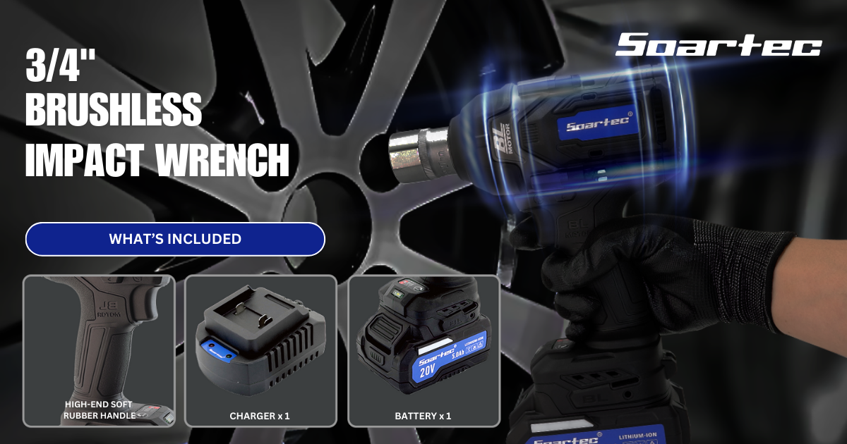 Shop the Soartec 20V Brushless Impact Wrench for maximum power and durability. Square Drive: 1", Battery*1 20V, Charger *1. Perfect for heavy-duty tasks.