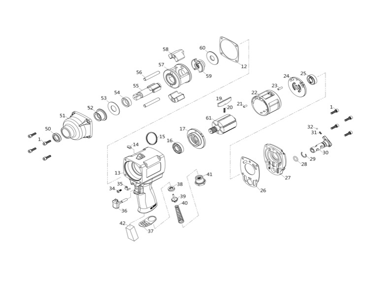 Step-by-Step Breakdown of Air Impact Wrench Parts Diagram 1/2" | Soartec Air Impact Wrench 1/2" WS-208 